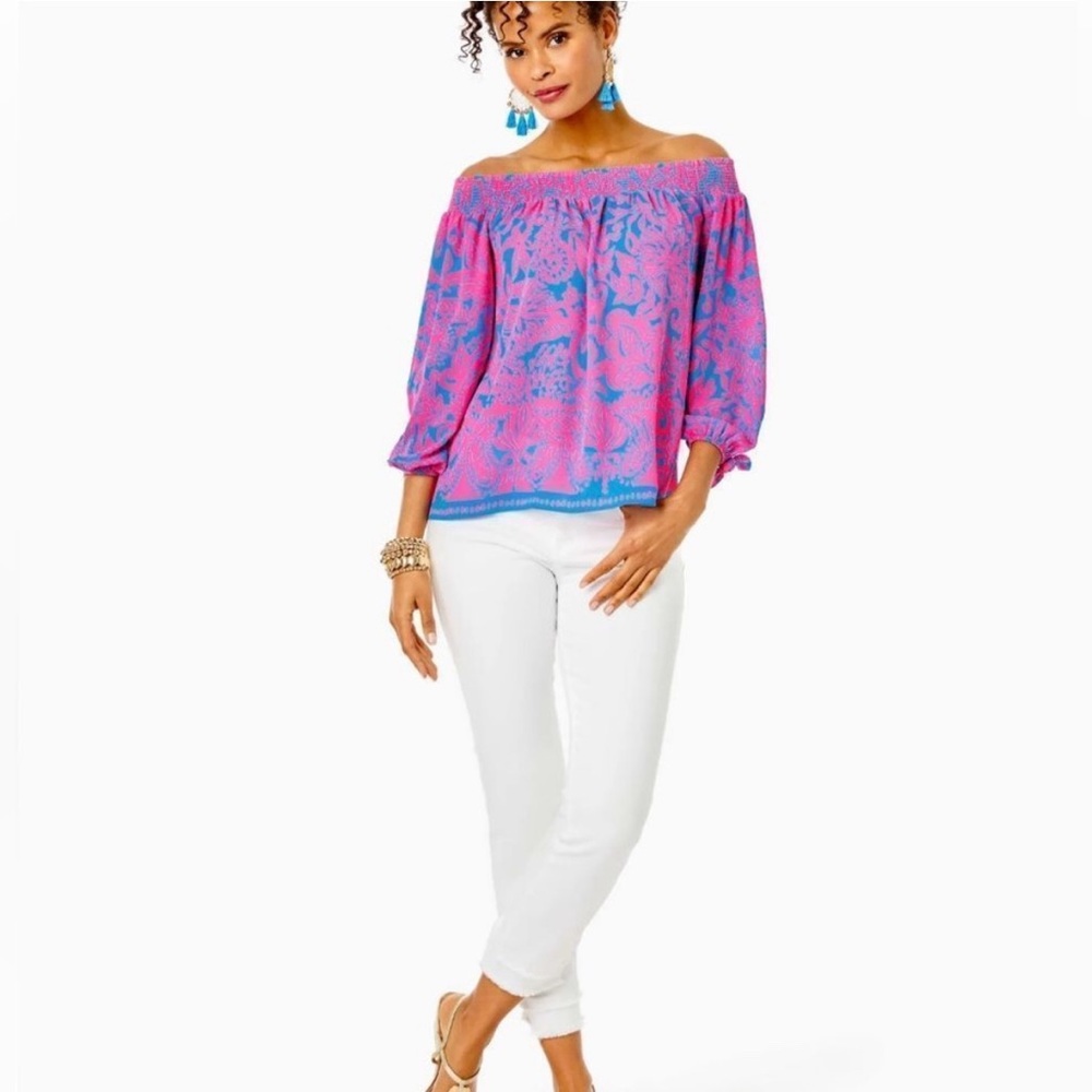 NWOT Lilly Pulitzer Maryellen Off-The-Shoulder Top - Picture 3 of 8